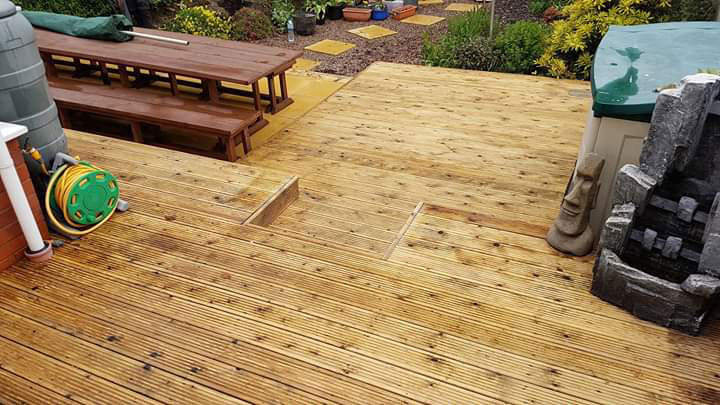 pressure washing decking after